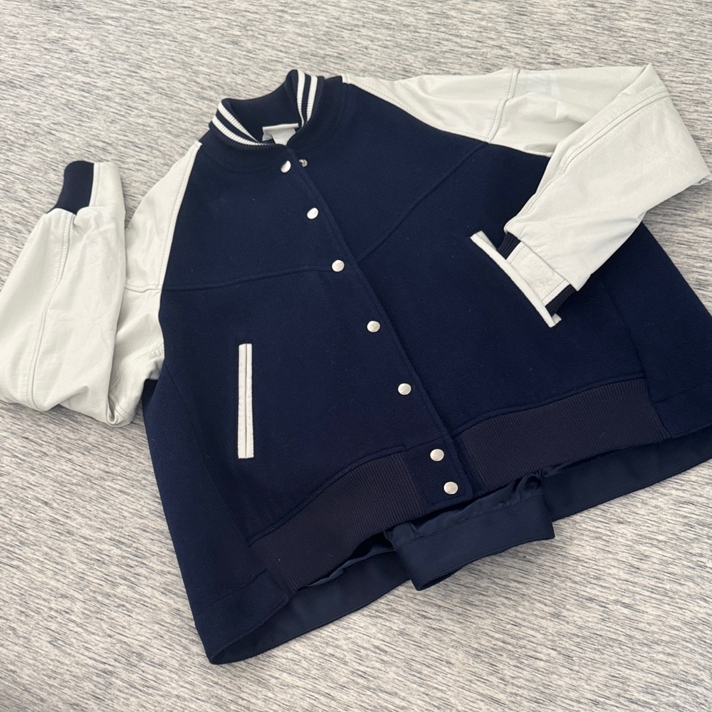 Nike Navy and White Varsity Jacket